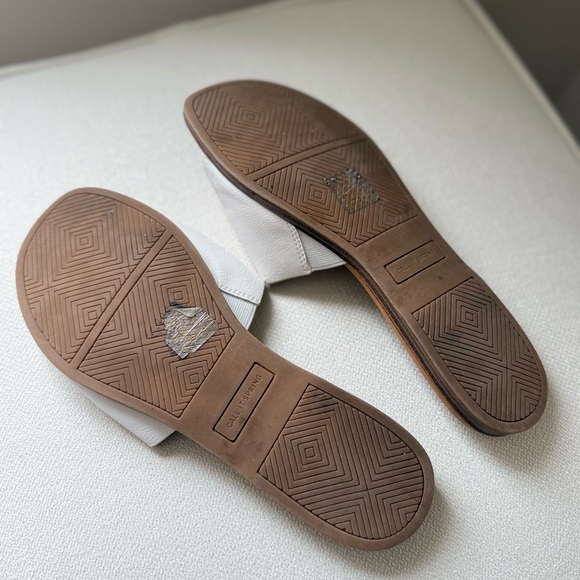 Call It Spring White Slide Sandals with Tan Footbed - Picture 2 of 3